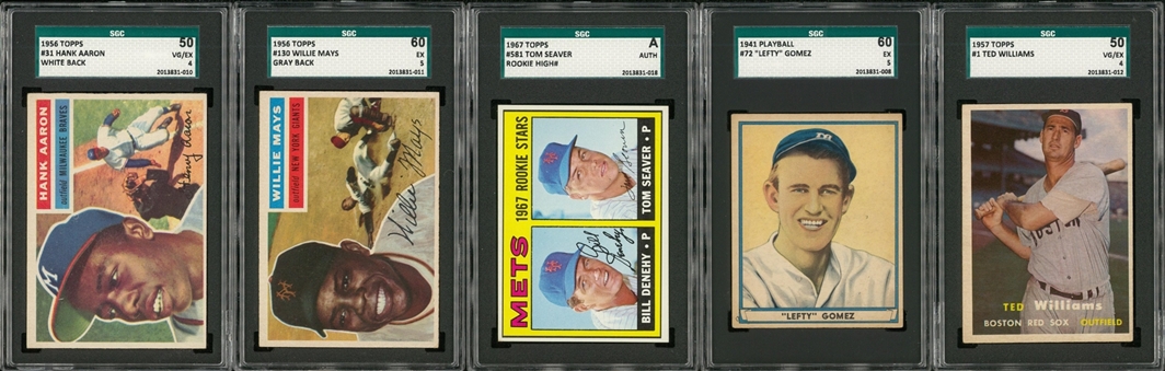 1941-1967 Topps and Play Ball Hall of Famers SGC-Graded Collection (5 Different)